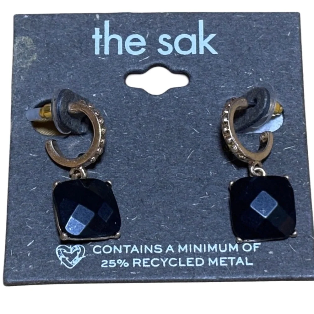 The Sak Earrings, 2 Pairs, Dangle Hoops, Red & Black, Gold Tone, Nwt